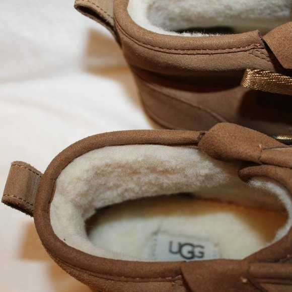 NEW MEN'S UGG NEUMEL ZIP SUEDE SHEARLING LINED CHUKKA BOOTS CHESTNUT - Picture 4 of 7